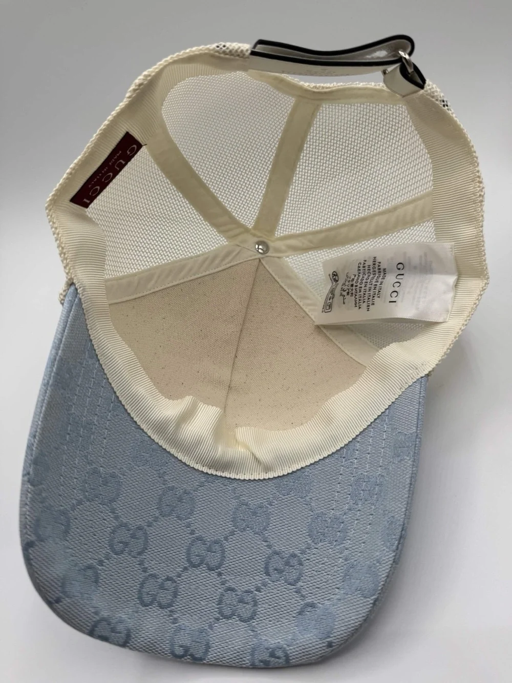 Gucci Light Blue Monogram Baseball Cap - Perfect Condition